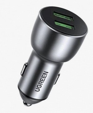 Ugreen Устройство зарядное автомобильное USB 2 порта Quick Charge 3.0 черное (CD213)
