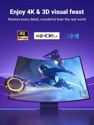 Кабель HDMI 4K ARC HEC АМ-АМ v2.0 Ultra, 2,00 м.,в оплетке черный Ugreen (HD119)