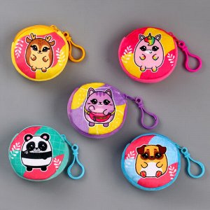 Кошелек детский плюшевый "Зверюшки" 9*9 см