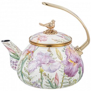 Чайник эмалированный Agness Irises 2,2 л с титановым ободком, для всех плит, стиль Италии, 1 шт.