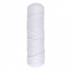 Шнур для вязания без сердечника 100% хлопок, ширина 3мм 100м/200гр (2155 белый)