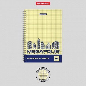 Тетрадь на спирали, 80 листов в клетку, ErichKrause Megapolis Yellow Concept, жёлтый внутренний блок