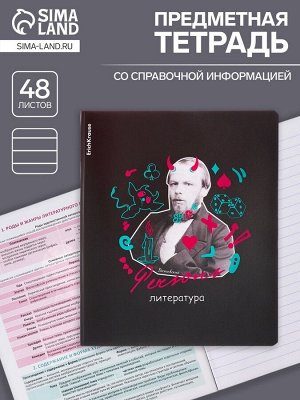 Тетрадь предметная 48 листов в линейку, ErichKrause Persons «Литература», пластиковая обложка