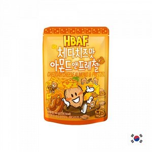 HBAF Cheddar Cheese Almond & Pretzel 40g - Корейские орешки чеддер и крендельки. Миндаль