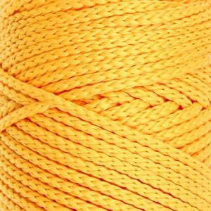 Шнур для вязания без сердечника 100% полиэфир, ширина 3мм 100м/210гр, (16 желтый)