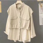 Рубашка с длинными рукавами+жилет, абрикос