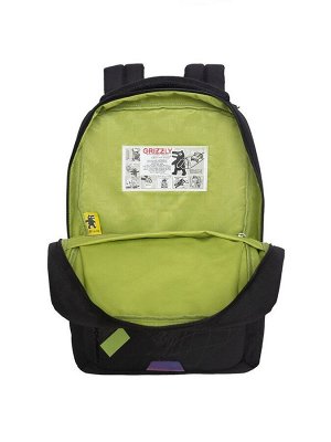 Рюкзак молодежный, 40x28x16 см, Grizzly 544, эргономичная спинка, отделение для ноутбука, чёрный, RD-544-1_1