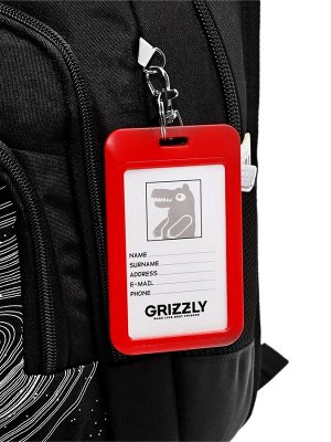 Рюкзак школьный, 40x25x22 см, Grizzly, эргономичная спинка, отделение для ноутбука, чёрный, RB-550-3_2
