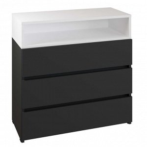 Комод 3 ящика Нова, 750х330х736, Антрацит/Белый