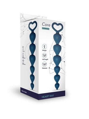 Анальная цепочка Heart Ray, цвет кобальт, Ø 2,5 см, длина 17,5 см