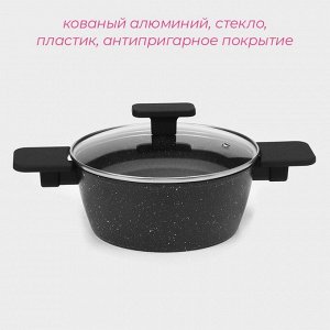 Кастрюля Доляна «Первый дом», 2.5 л, d=20 см, с крышкой, антипригарное покрытие, индукция, алюминий, чёрная