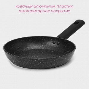 Сковорода Доляна «Первый дом», d=22 см, кованый алюминий, антипригарное покрытие, индукция, чёрная