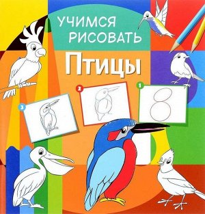 Учимся рисовать. Птицы. Развивающая книга 24стр., 291х288х2мм, Мягкая обложка