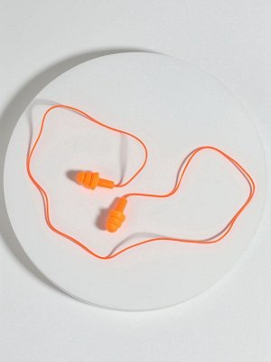 Беруши на шнурке, 3x1.5 см, в футляре, фасовка 10 шт., силиконовые, оранжевые