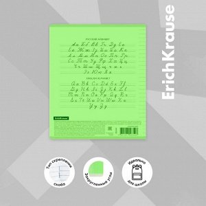 Тетрадь 12 листов в линейку ErichKrause «Классика CoverPrо Neon», пластиковая обложка, блок офсет, белизна 100%, зелёная