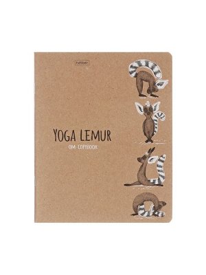 Тетрадь 48 листов в клетку, Animals Yoga, обложка крафт-картон, МИКС