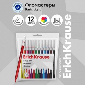 Фломастеры 12 цветов ErichKrause Basic, на водной основ, вентилируемый колпачок
