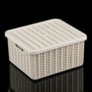 Коробка для хранения с крышкой IDEA «Вязание», 1,5 л, 17?15?8 см, цвет белый ротанг