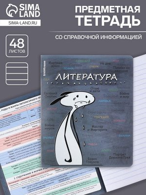Тетрадь предметная 48 листов в линейку, ErichKrause «Чубрик. Литература», пластиковая обложка