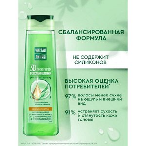 NEW ! Чистая Линия шампунь восстанавливающий для поврежденных волос женский с репейным маслом и про-кератин комплексом 400 мл