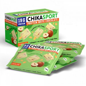 Шоколад "CHIKALAB" белый с фундуком и кукурузными чипсами 100 гр