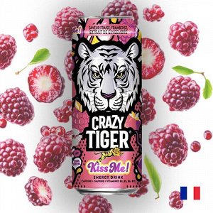 Сrazy Tiger Energy Kiss Me 500ml - Энергетик сумасшедший тигр. Малина, клубника и экстракт имбиря