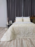 Покрывало стеганое на кровать из Велюра 240*260 с подушками 35*35 - 2 шт Жемчуг