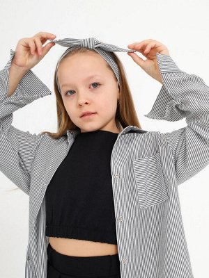Солоха льняная с бантиком, черная полоска