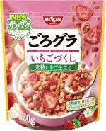 Nissin Cisco Gorogura - хрустящая клубничная гранола с повышенным содержанием клетчатки, витаминов и железа