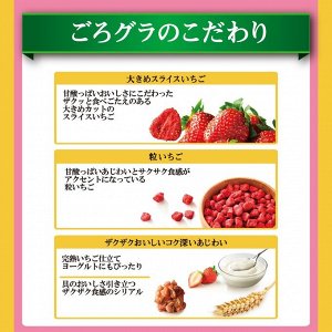 Nissin Cisco Gorogura - хрустящая клубничная гранола с повышенным содержанием клетчатки, витаминов и железа
