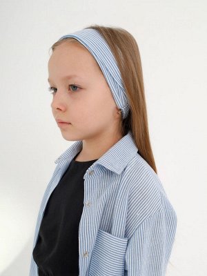 Косынка льняная, голубая полоска