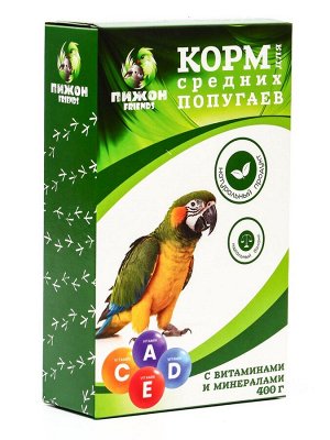 Корм "Пижон" для средних попугаев, с витаминами и минералами, 400 г
