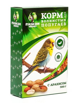 Корм "Пижон" для волнистых попугаев, с орехами, 500 г