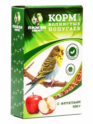 Корм "Пижон" для волнистых попугаев с фруктами, 500 г
