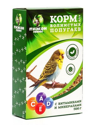 Корм "Пижон" для волнистых попугаев, с витаминами и минералами, 500 г