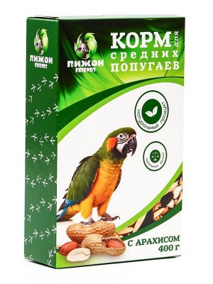 Корм "Пижон" для средних попугаев, с орехами, 400 г