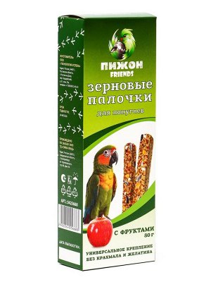 Зерновые палочки «Пижон» для птиц, с фруктами, 2 шт., 90 г