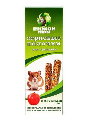 Зерновые палочки «Пижон» для грызунов, с фруктами, 2 шт., 90 г
