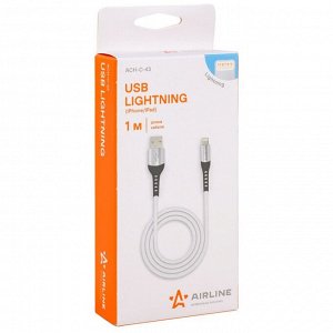 Кабель для мобильных устройств Airline Soft-Touch, с USB на Lightning, 1м, серый, нейлоновый, арт. ACH-C-43