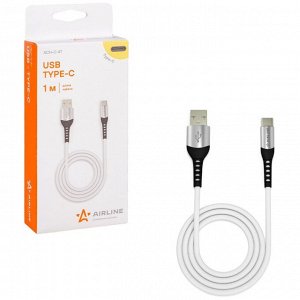 Кабель для мобильных устройств Airline, Soft-Touch, с USB на USB Type-C, 1м, белый, арт. ACH-C-47