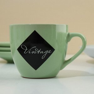 Набор посуды из керамики на 4 персоны Dolce Ceramo. «Авокадо», 16 предметов: 4 тарелки 23 см, 4 миски 14,5 см, 4 кружки 250 мл, 4 блюдца 15 см