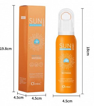 Солнцезащитный спрей-уход с керамидами spf 50+ увлажняющий нежирный O'CHEAL, 150 мл