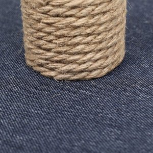Когтеточка-столбик с основанием-кошечкой "Пижон", 32 х 31 х 47 см, рогожка, джут, серо-синий
