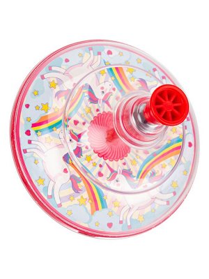 Юла прозрачная "Elefantino" Единорожки", цвет: красный пластик, в/к 12,5*13*12,5 см.