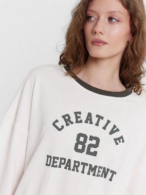 Комплект домашний кремовый с принтом и надписью "creative department"