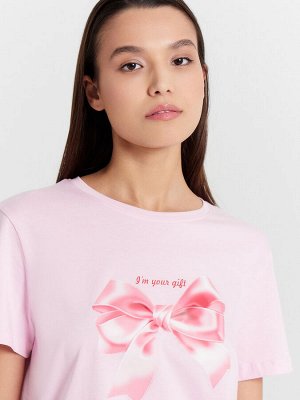 Пижама женская розовая с принтом "I'm your gift"