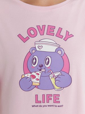 Комплект женский домашний лиловый с принтом и надписью "Lovely life"