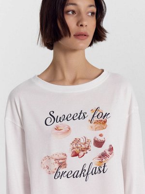 Пижама женская розовая с надписью "Sweets for breakfast"