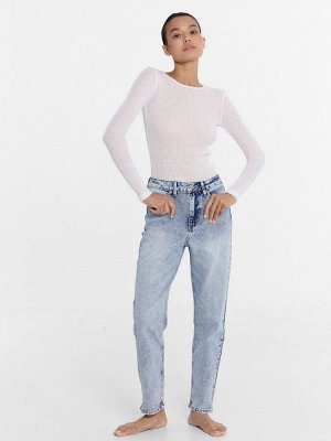 Брюки женские джинсовые mom fit светло-голубые