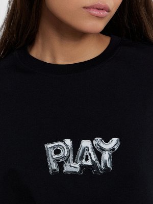 Mark Formelle Футболка женская оверсайз черная с принтом &quot;Play&quot;